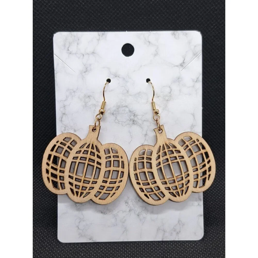 Fall-Inspired Wooden Earring Lot – Set of 3 Lightweight Pairs